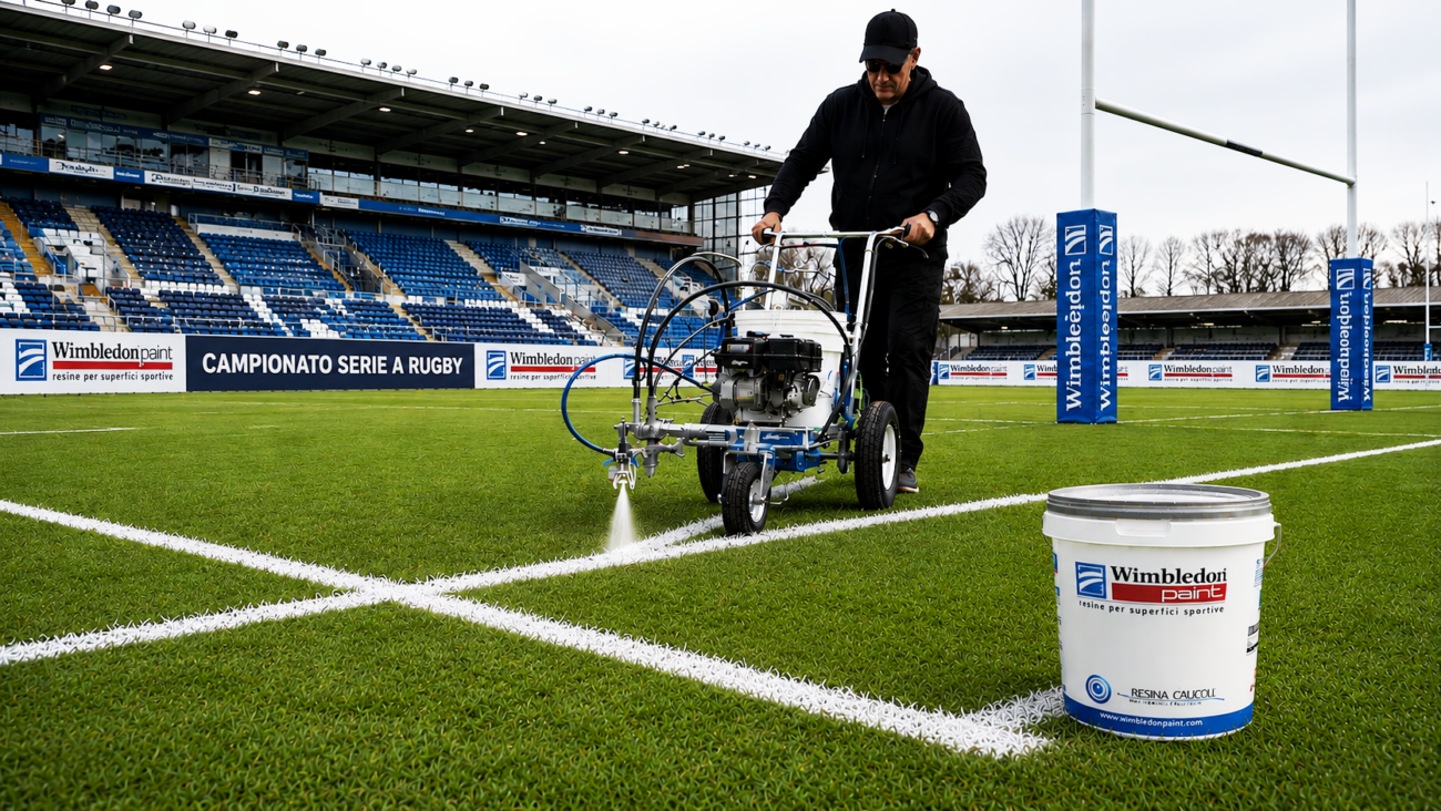 TRACCIATURA CAMPO DA RUGBY CON WIMBLEDON PAINT TRACCIATURA